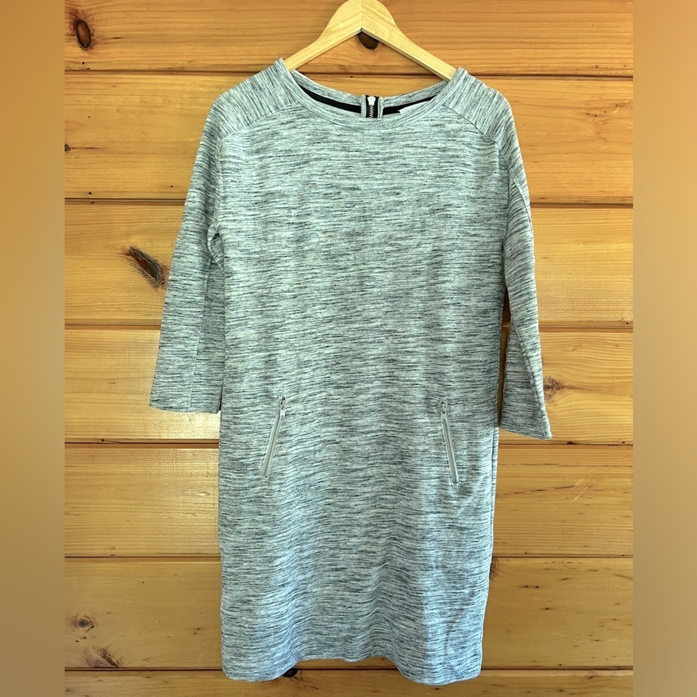 Women's Kenar Gray Long Sleeve Sweater Dress 2 Front Zip Small